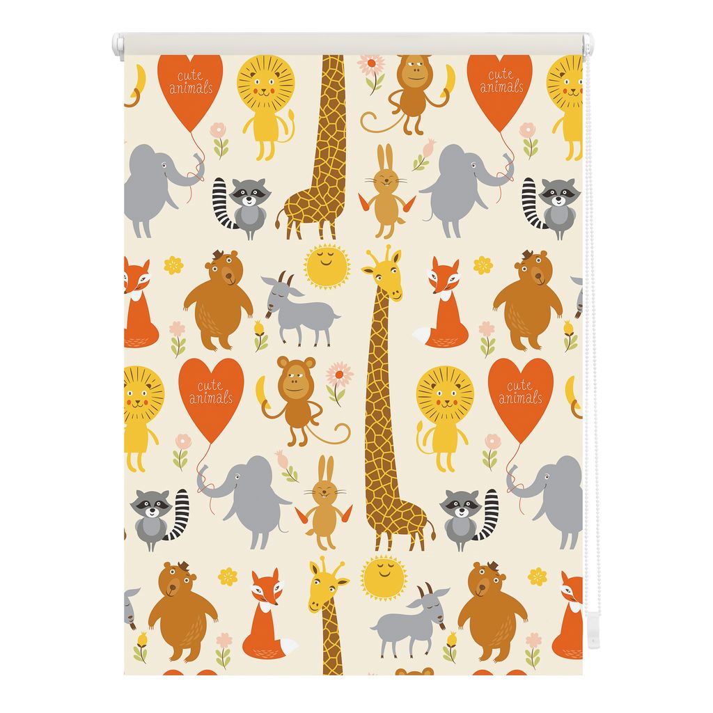 Lichtblick Rollo Klemmfix, ohne Bohren, Verdunkelung, Cute Animals - Gelb 60 x 150 cm (B x L)