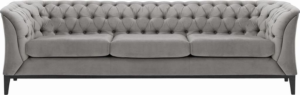 Dreisitzer-Sofa Chesterfield Modern Wood-Velluto 15-schwarz