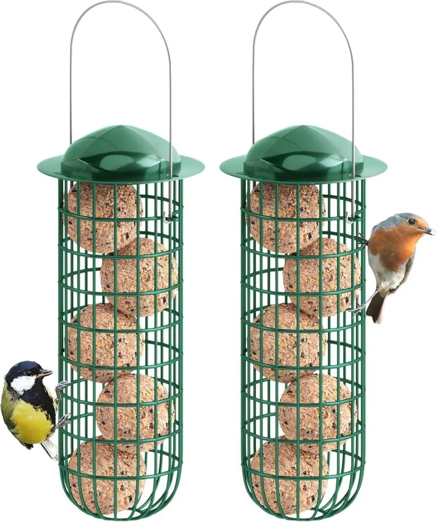 Distributeur métal pour boules de graisse oiseaux 26cm vert durable