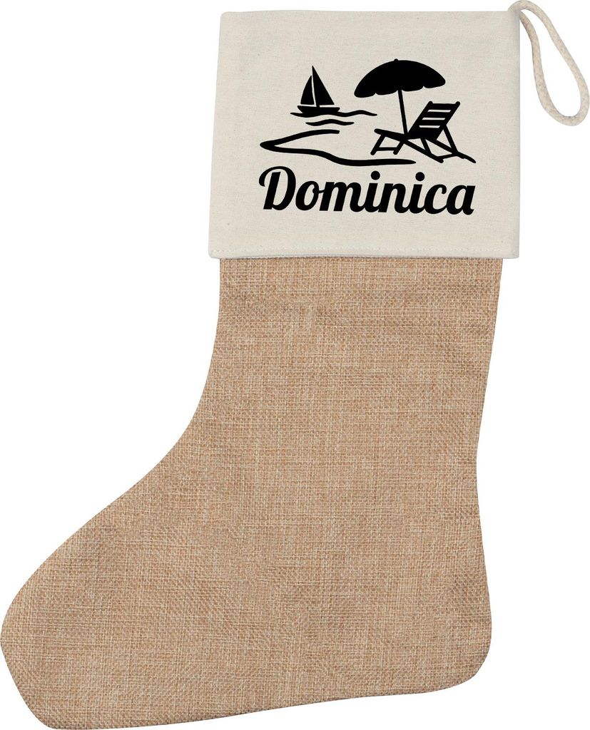 Huuraa Weihnachtsstrumpf Dominica Inselmotiv Karibik Beige Jute Kaminstrumpf Geschenkidee