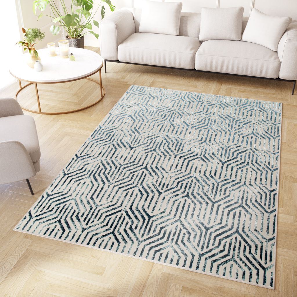 Tapiso Koberec Crystal Modern Blue White Obývací pokoj 160 Obrázek produktu 