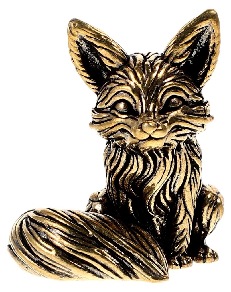 Messing Fuchs Figur Kleine Tierstatue Vintage Deko für Schreibtisch Büro Teezeremonie Antikes Kunstwerk