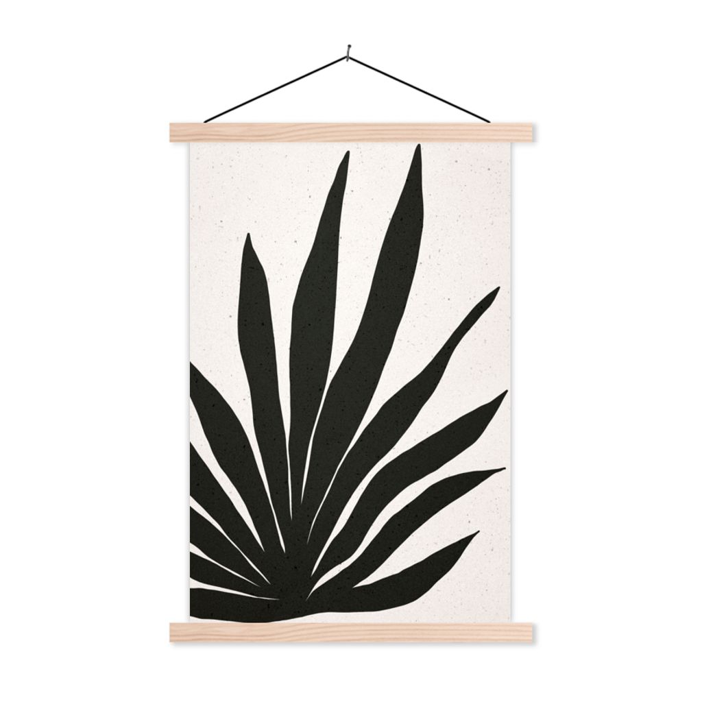 MuchoWow Textilposter Blatt - Pflanze - Minimalismus 120x180 cm mit holzfarbenen Rahmen - Textil-Plakat