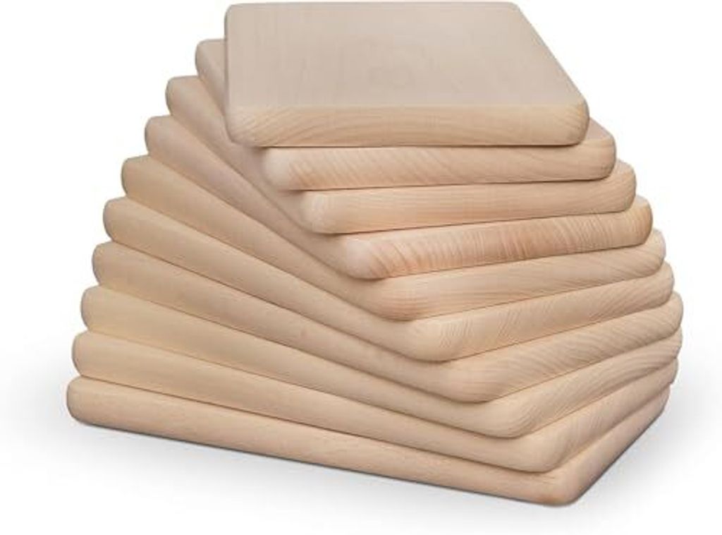 Frü10er Set hstücksbrettchen Holz - Natur Buche unbehandelt - Holzbrettchen - Küchenbrett Küchenutensilien - ca.24 x 14 x 1.5 cm - Schneidebrett