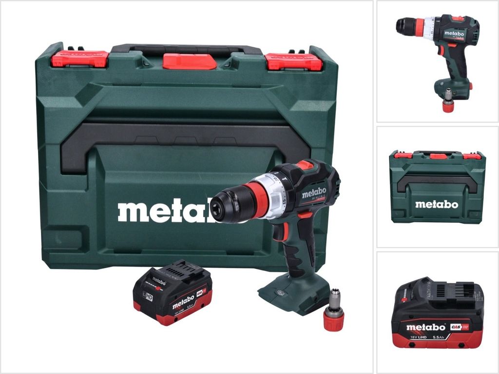 Metabo BS 18 LT BL Q Akku Bohrschrauber 18 V 75 Nm Brushless + 1x Akku 5,5 Ah + metaBOX - ohne Ladegerät