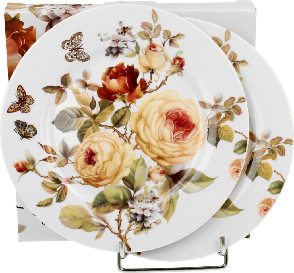 DUO Flowers Classic Dessertteller 2er Set ZAHRA aus New Bone China Porzellan