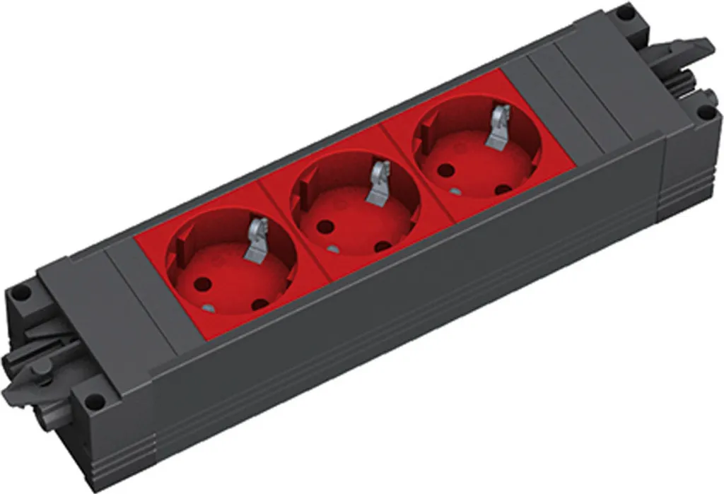 Bachmann STEP 35° Bandeau de prises 3 prises rouge IP20 336.402 Modularité