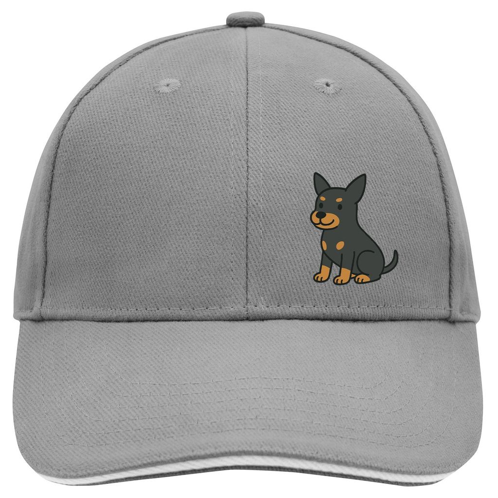 Huuraa Cappy Mütze Zwergpinscher Comic Zwergi Dark Grey/White Baumwolle 6-Panel Kappe Geschenkidee