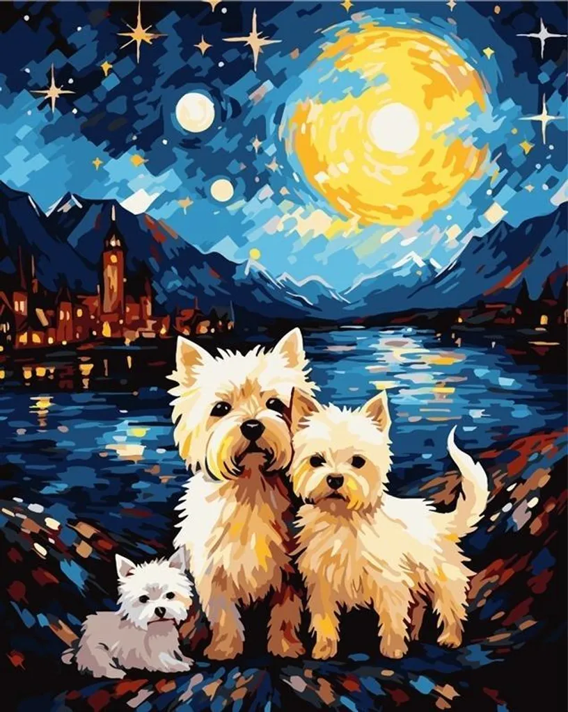 Kit peinture par numéros 40 x 50 Chiens : Activité créative de détente