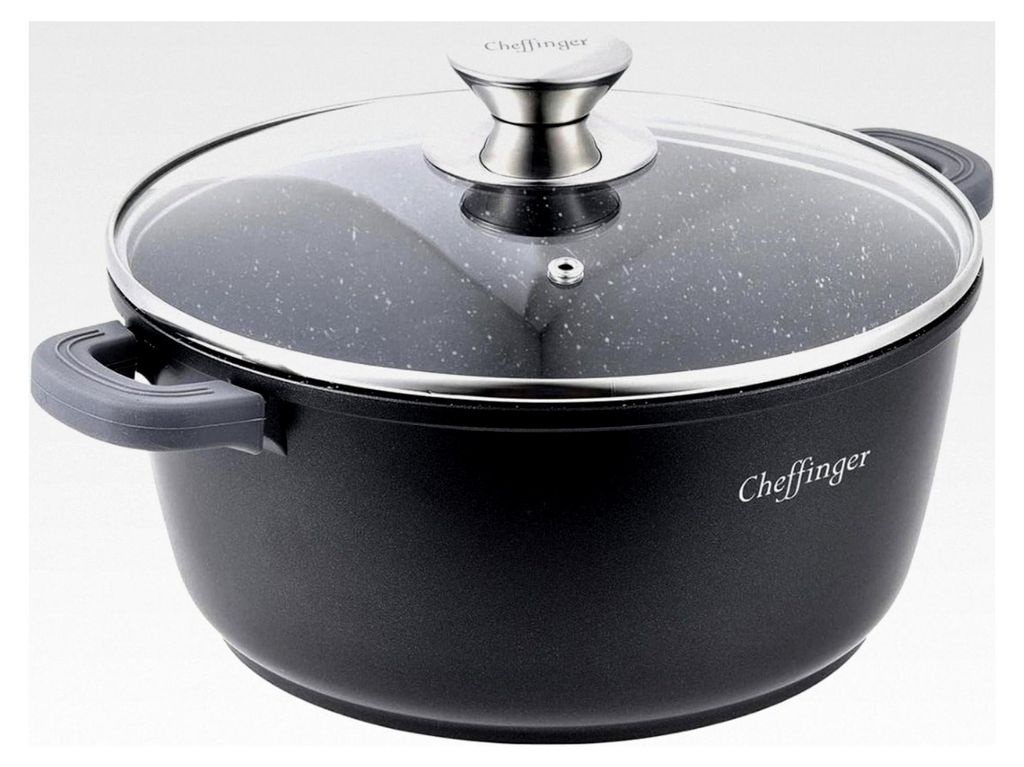 Kochtopf Aluguss Induktion Ø20cm Suppentopf Pfanne Topf mit Deckel Schwarz