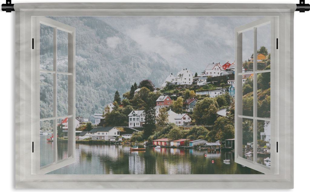 MuchoWow Wandteppich Wandbehang Aussicht - Wasser - Winter 60x40 cm Tapisserie Dekoration Wandtuch - Wanddekorationen