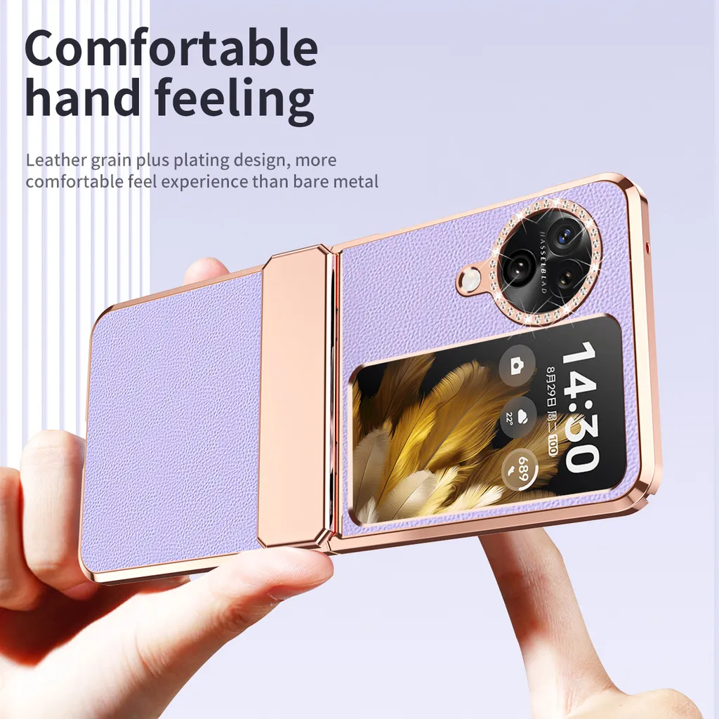Cover Slim Oppo Find N3 Flip Oro Lucido | Custodia con Strass e Cerniera - 4