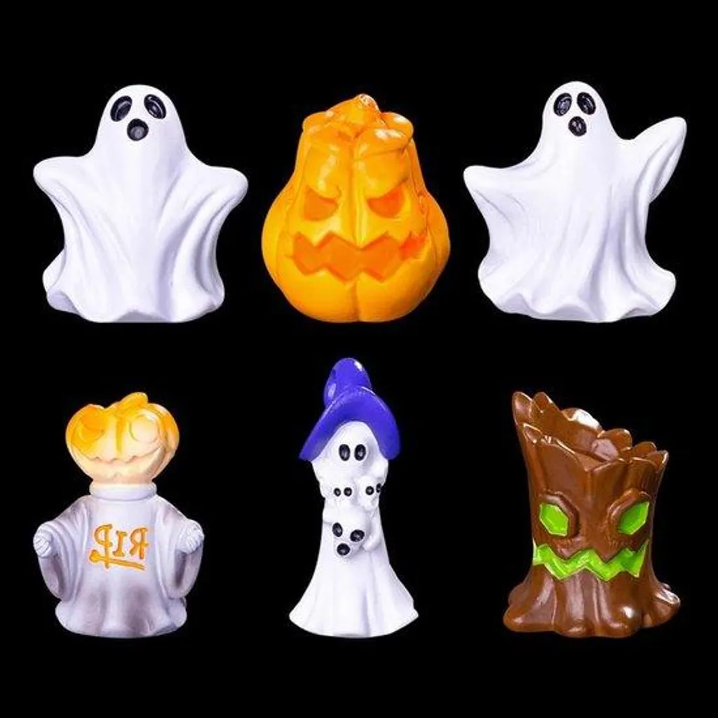 Lot de Décoration Halloween : 6 Statuettes Fantômes et Napperon Démon
