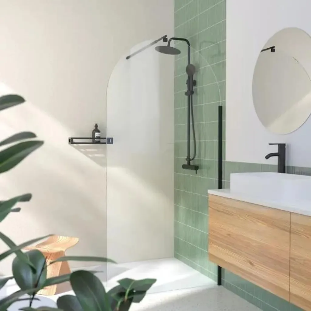 Paroi douche 120x200 verre sécurit noir - Solution anticalcaire - Romane
