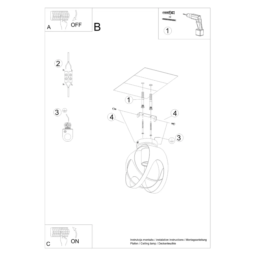 Plafonnier Blanc FINARA anti-éblouissement - Solution Éclairage E27 15W