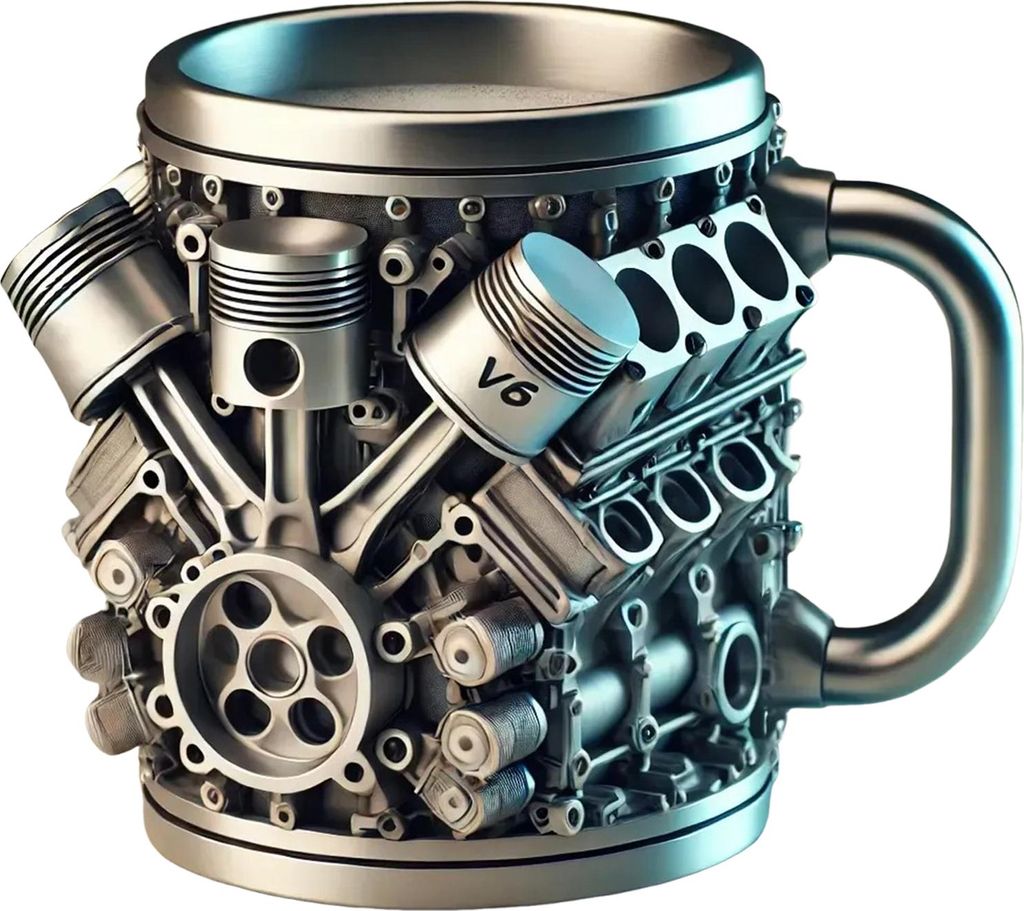 Handgemachte Kaffeetasse mit V8-Motoren, Tasse für Autoliebhaber, große Kapazität, Teetasse, Heißgetränkebecher für das Home Office