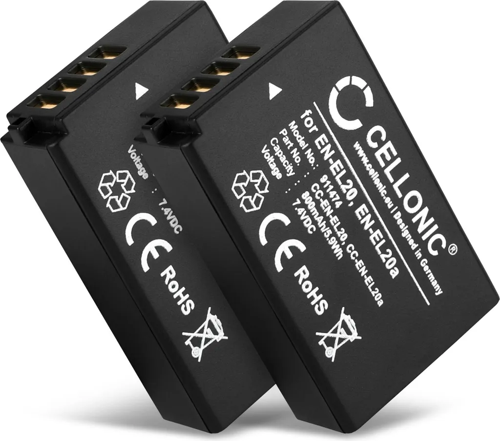 Batteria Nikon EN-EL20a P1000 P950 Ricambio | 2x CELLONIC 7.4V 800mAh