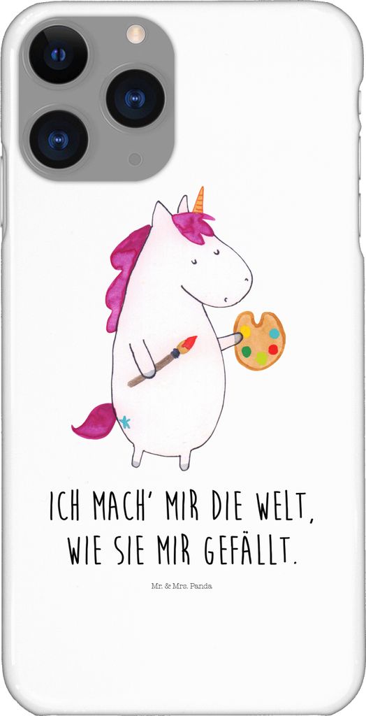 Mr. & Mrs. Panda Iphone 11 Pro Handyhülle Einhorn Künstler - Weiß - Geschenk, Handy Case, Welt, Zeichnen, Englisch, Pinsel, Premium Kunststoff, ...