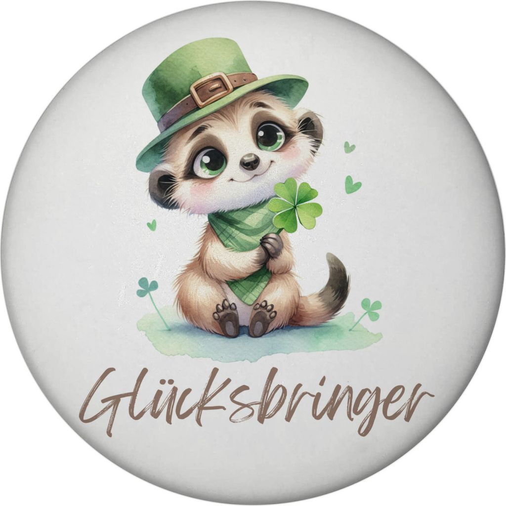 Erdmännchen Glücksbringer Magnet rund Produktbild 