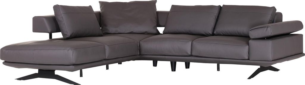 Ecksofa Galliano Echt Leder grau 277x240 cm