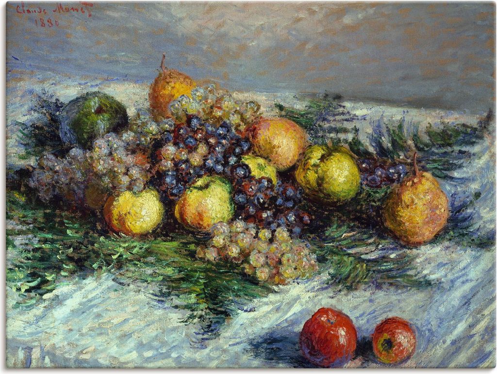 ARTland Leinwandbild Stilleben mit Birnen und Trauben. 1880 Größe: 80x60 cm