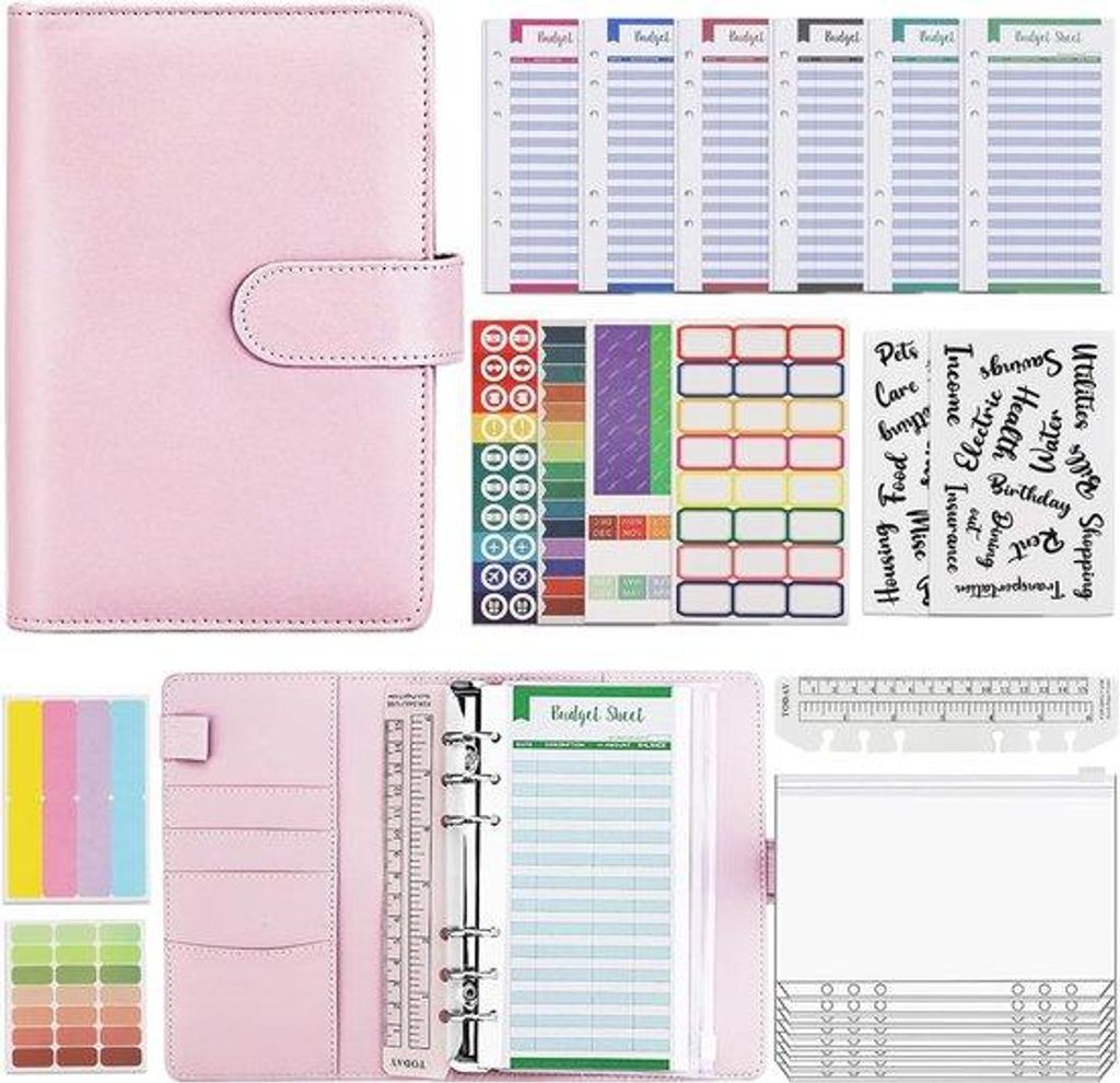 Finanzbuch und Budgetplaner - Geldorganizer mit Kuvertmethode - Einzelstück - Rosa