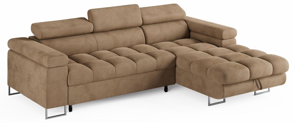 ECKSOFA CLOUD Rechts Beige L-Form Velours-Stoff mit Produktbild 
