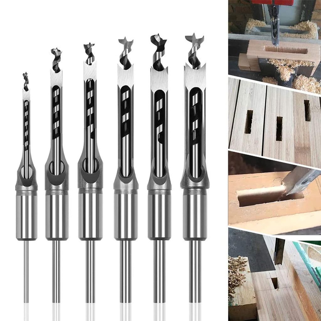 Holzbohrer Set mit Vierkantmeißeln – 6 Stück Produktbild 