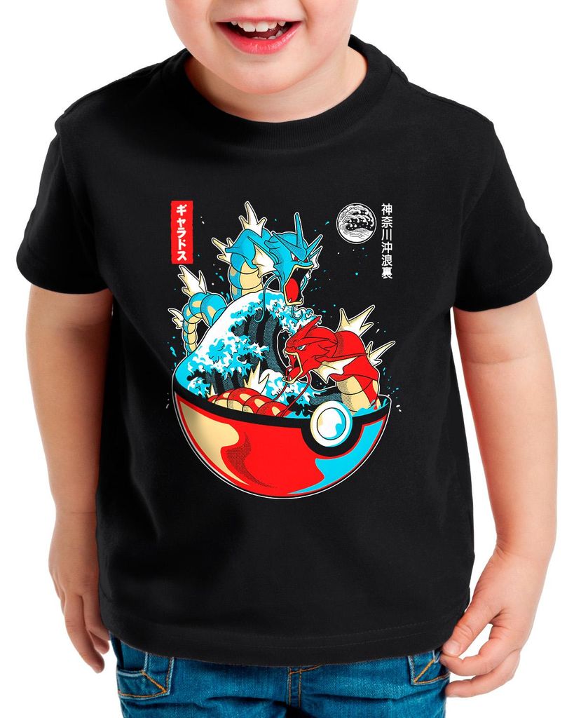 BaumwolleCloud Gyarados Wave Kinder T-Shirt monster game Produktbild 