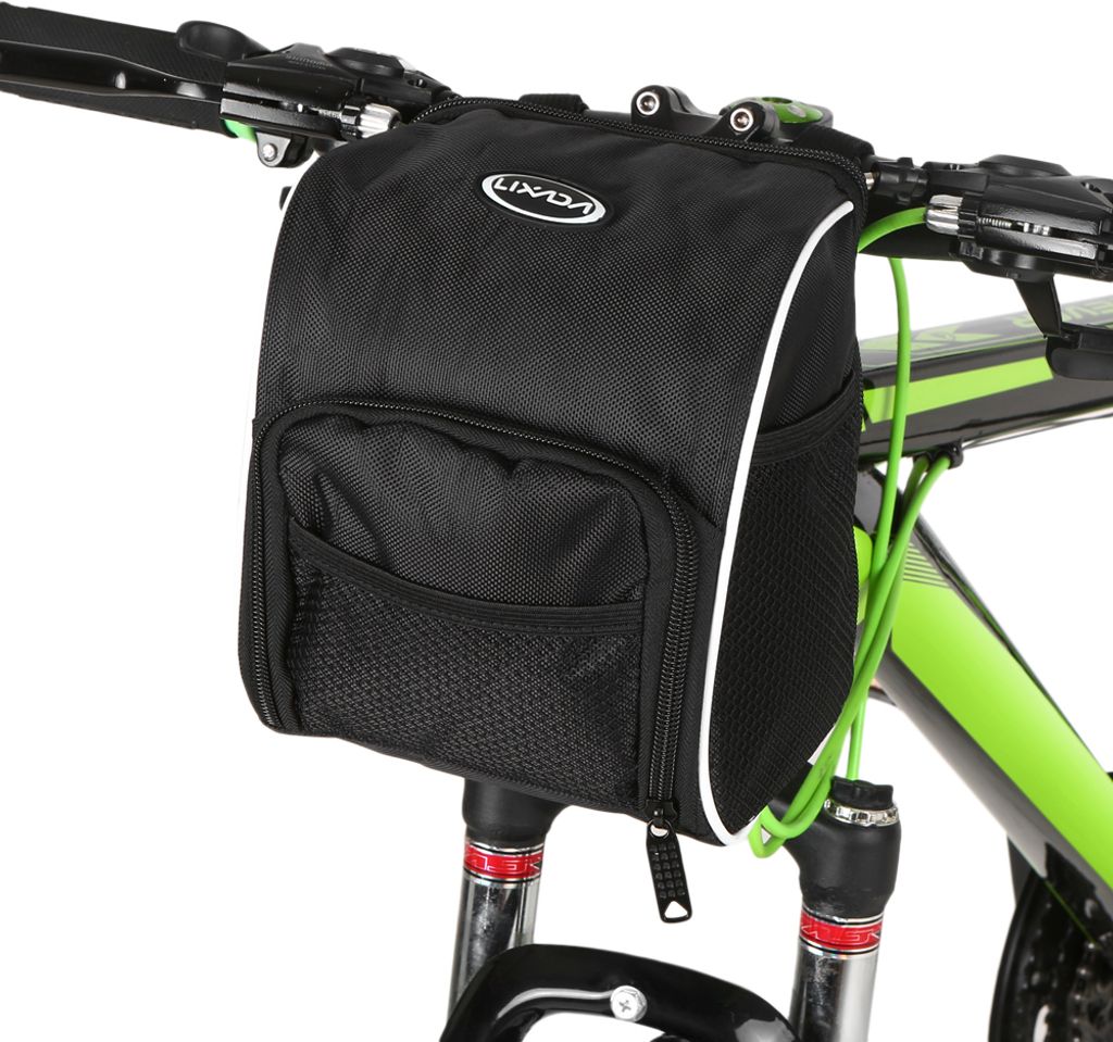 Fahrradtaschen Lixada Bicycle Handlebar Bag Cycling Bike Front Bag Basket with Rain Cover Black