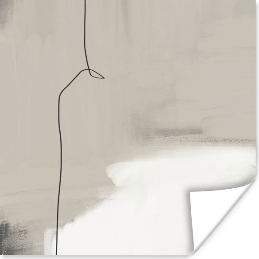 MuchoWow Poster Abstrakt - Taupe - Linie - Design 30x30 cm - Wandposter - Printing