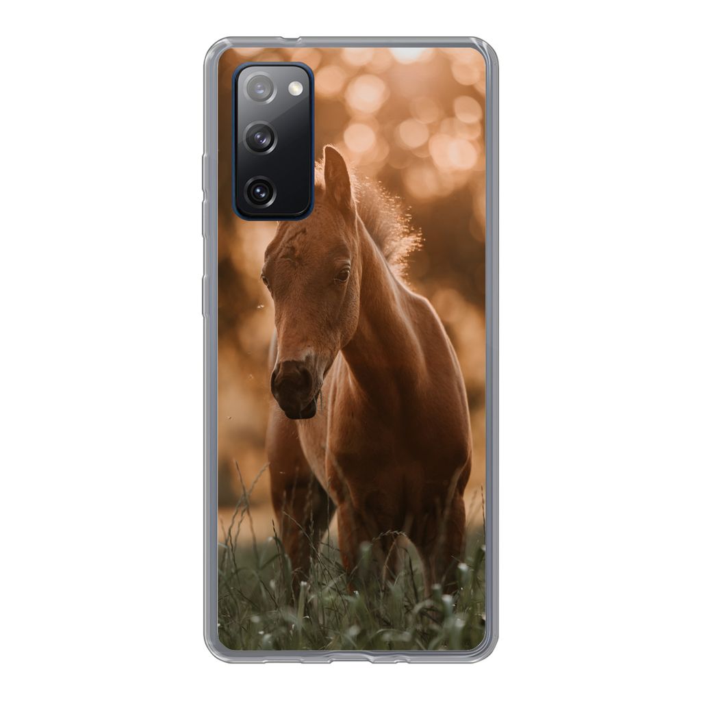 MuchoWow Handyhülle Schutzhülle Hülle für Samsung Galaxy S20 FE Pferd - Licht - Landschaft Silikon Softcase Handy Hülle - Abdeckung