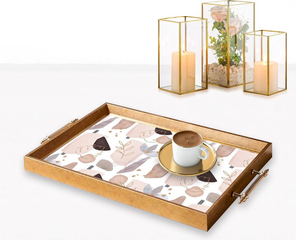 Evila Originals, TPEA9864, Tablett, Mehrfarbig, 100 % GLAS, 50 x 29 x 3,5 cm