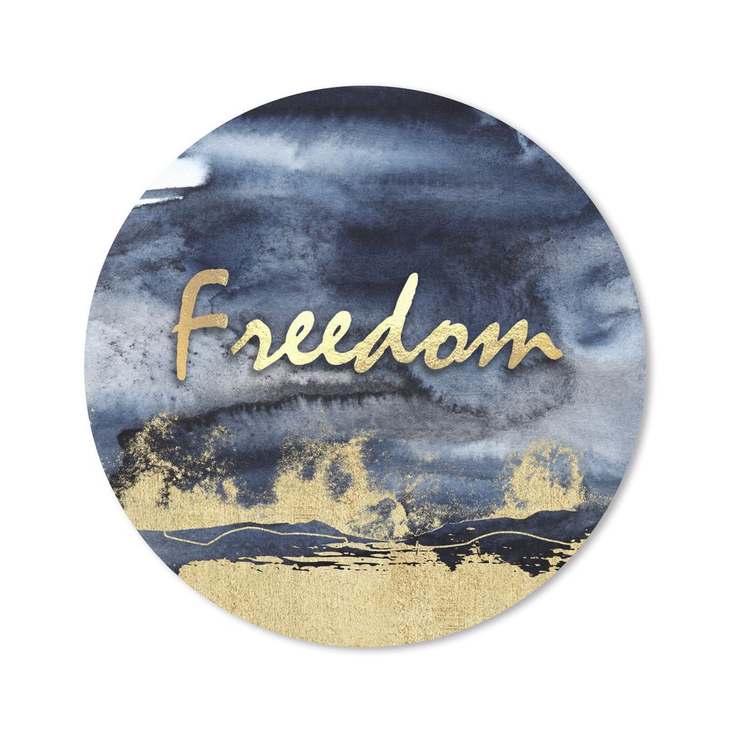 MuchoWow Mauspad Mousepad Zitat - Freiheit - Gold - Schwarz 50x50 cm - Mousepads - Maus Mat - Pad - Mausunterlage - Vinyl