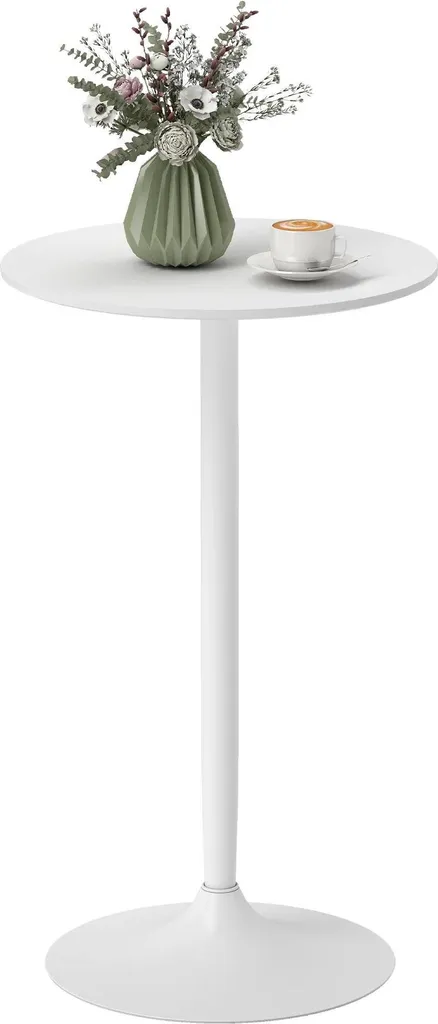 Table haute Ø60 cm en acier et stratifié blanc - Finition robuste chic