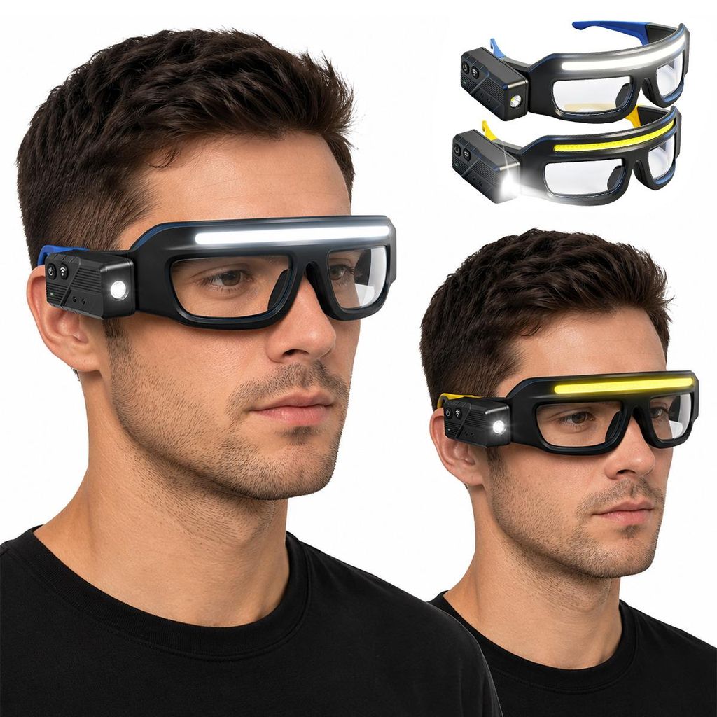 LED-Schutzbrille mit Licht 2er Set, 5 Modi USB-C aufladbar, Produktbild 