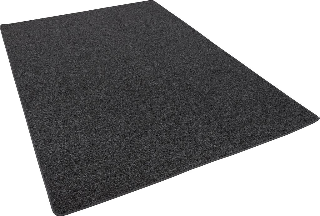 Feinschlinge Schlingenteppich Velours Teppich Modern Einfarbig, Größe:160x240 cm, Farbe:Schwarz Grau