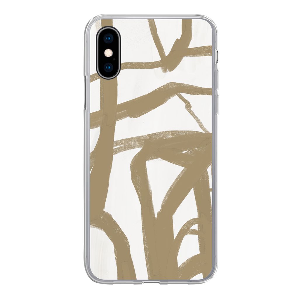 MuchoWow Handyhülle Schutzhülle Hülle für iPhone X Braun - Weiß - Abstrakt Silikon Softcase Handy Hülle - Handyhülle