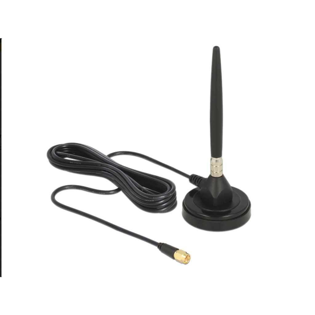 DeLOCK 12421, 3 dBi, 0.824 - 0.96 / 1.71 - 2.17 GHz, 50 Ohm, Omnidirektionale Antenne, SMA, Männlich