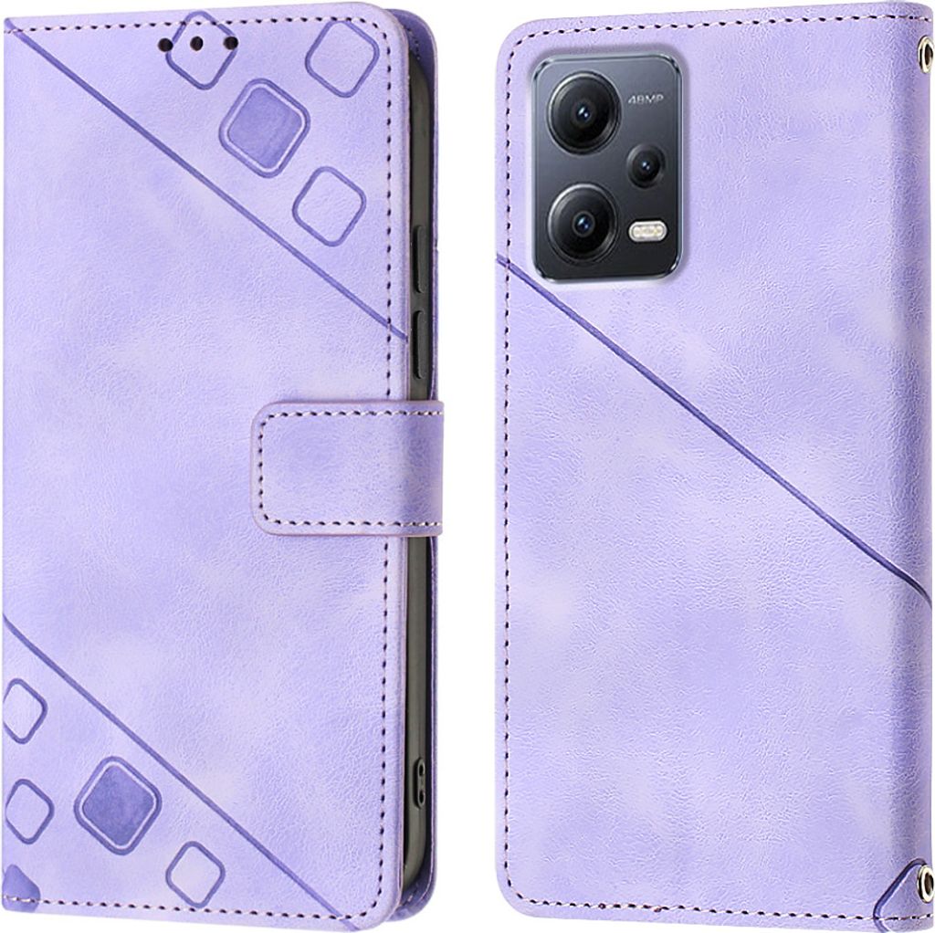Hülle für Xiaomi Redmi Note 12 Prägung Flip Leder Brieftasche Schutzhülle mit Ständer Lila