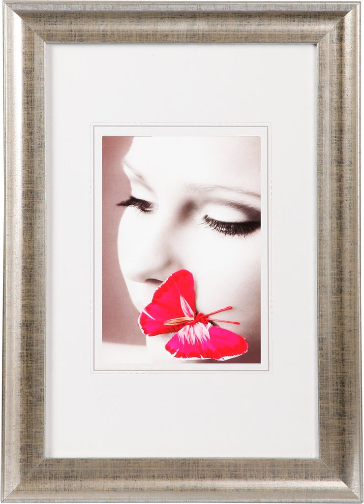 Fashion Style Bilderrahmen 15x20 cm Kunststoff Silberoptik | Moderner Fotorahmen mit Aufsteller & Aufhängung Flexpin-Verschluss, für Foto 10x15 m...