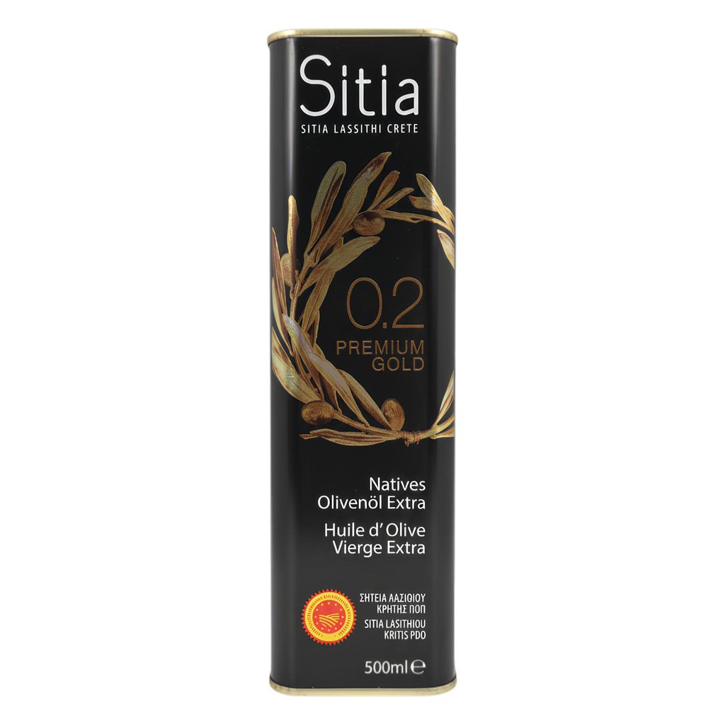 Sitia 0,2 % Olivenöl Dosenverpackung auf weißem Grund