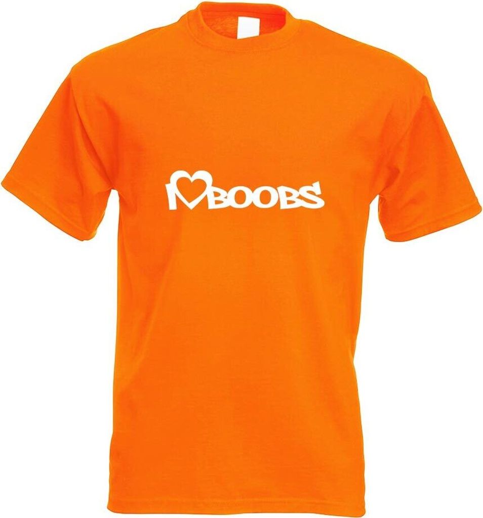 Kiwistar - T-Shirt - orange - I Love Boobs Motiv Bedruckt Funshirt Design Print - mit Motiv Bedruckt - Funshirt Design - Sport - Freizeit - Herren ...