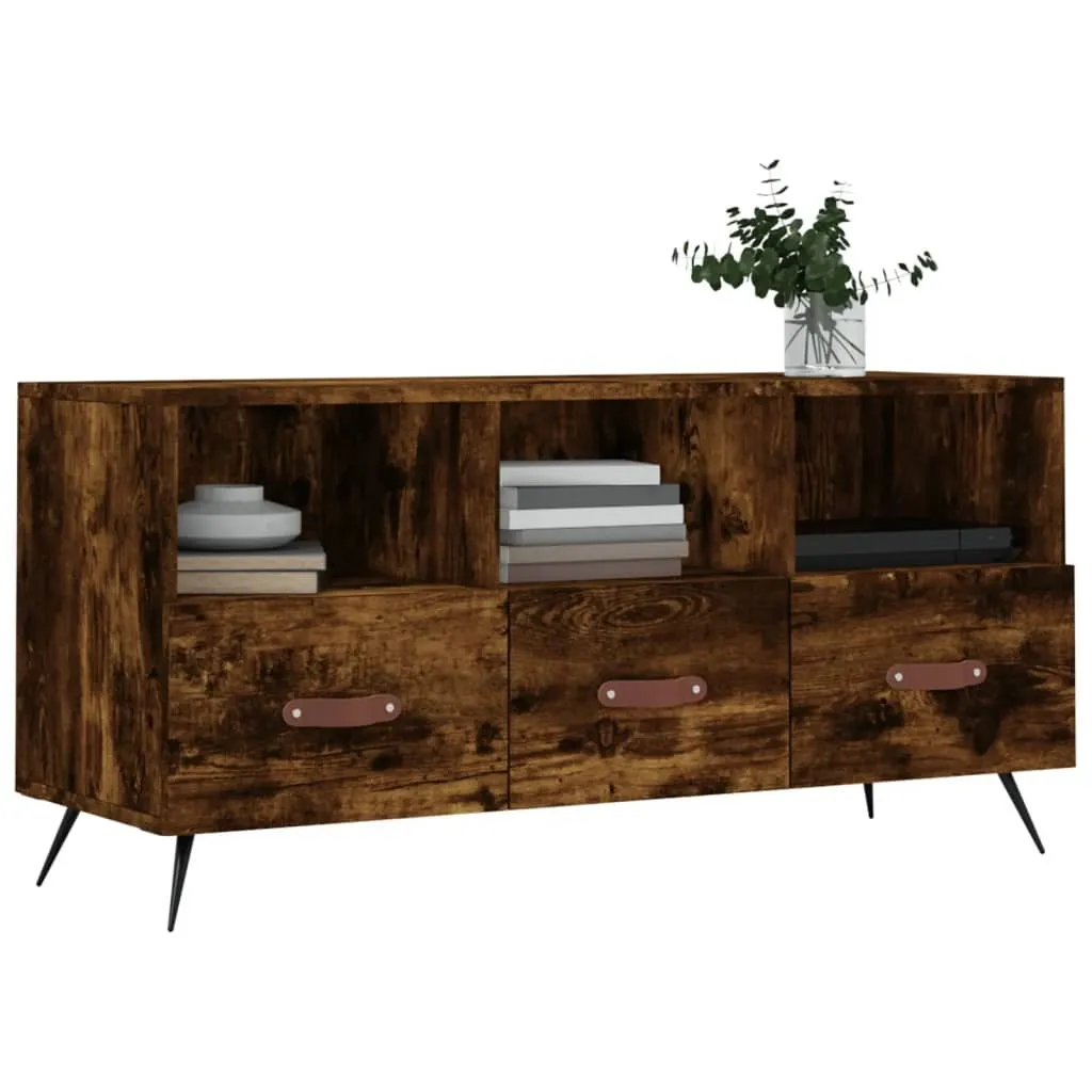 Porta TV Rovere Fumo 102x36x50 cm | Mobile Legno con Ripiani - 3