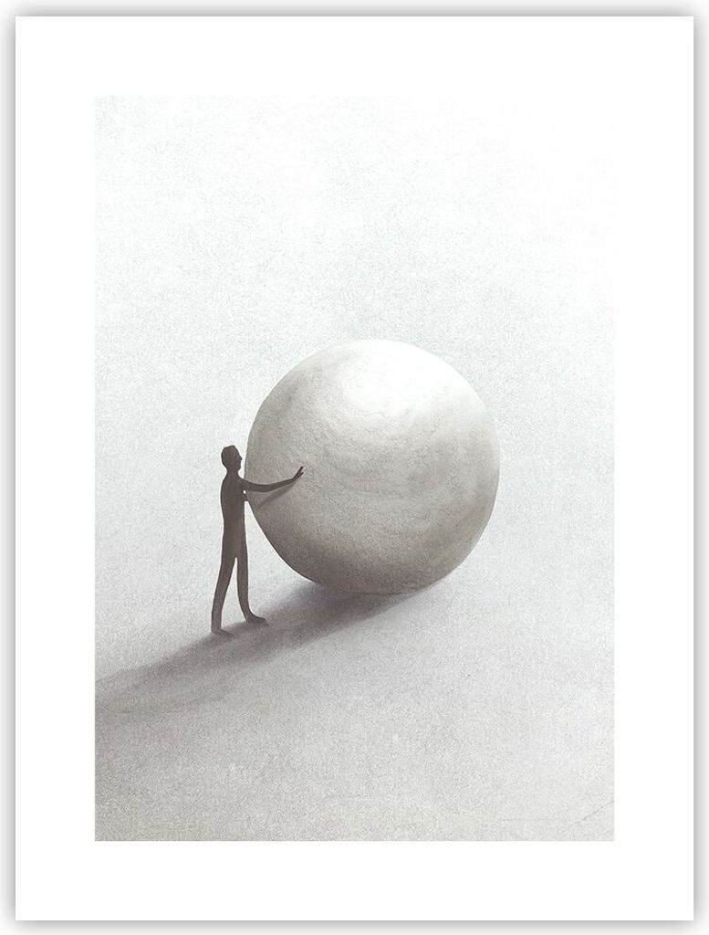 Poster - Poster ohne Rahmen - Sisyphus Arbeit Symbol - 30x40 cm - Wand Bild - Wanddeko - Wandbilder - Kunstposter - Wandposter - Bilder - Kunstdruc...