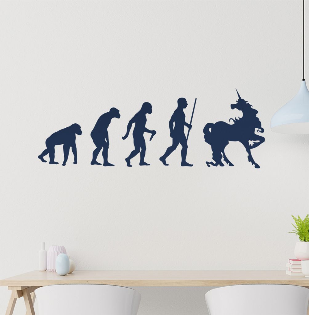 Einhorn Glitzer Evolution Wandtattoo Wandaufkleber Wall Sticker - Dekoration, Küche, Wohnzimmer, Schlafzimmer, Badezimmer