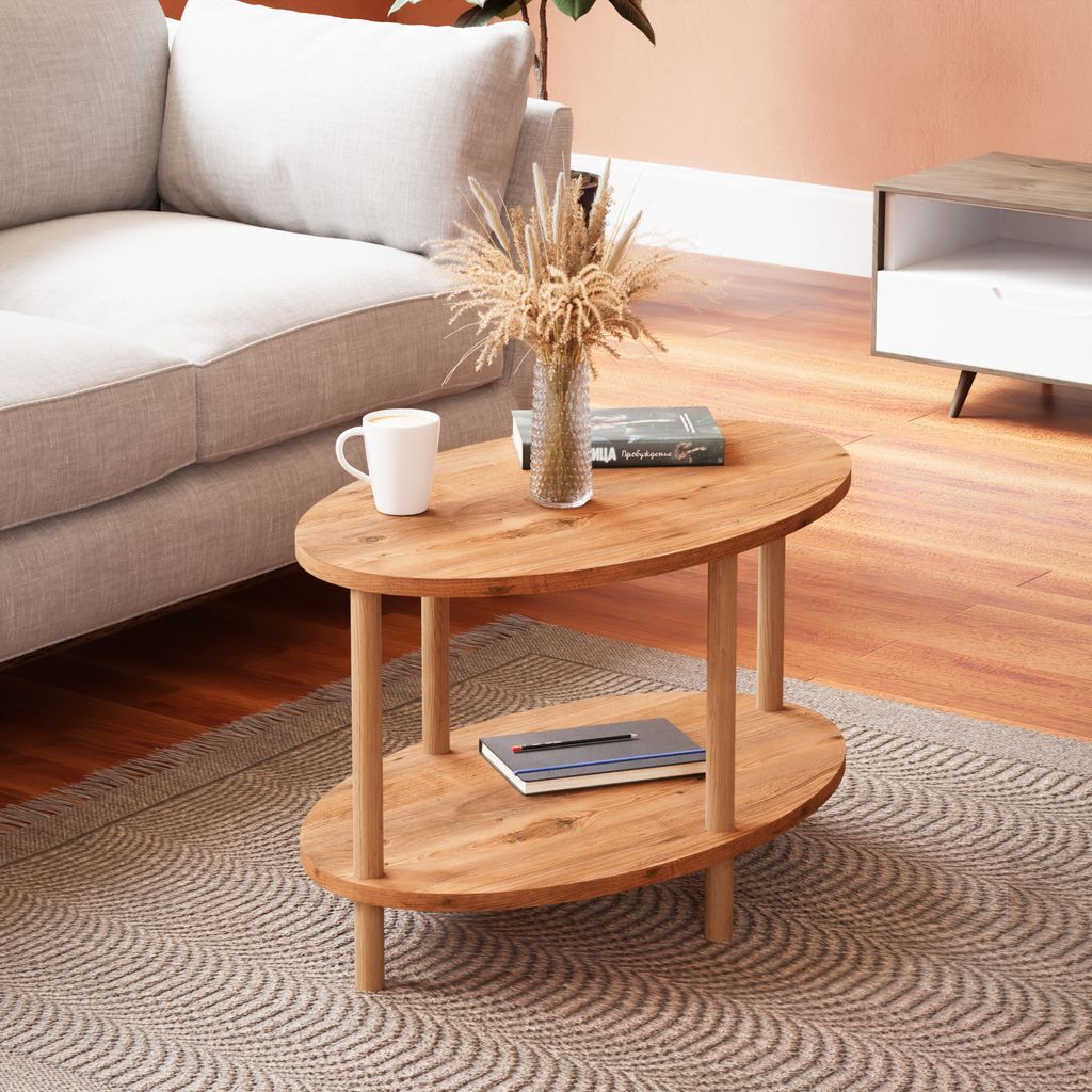 A living room scene with a couch, coffee table, and rug.