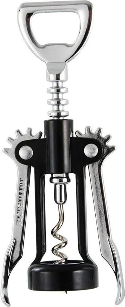 Fackelmann 49781, Flügelkorkenzieher, Schwarz, Chrom, Metall