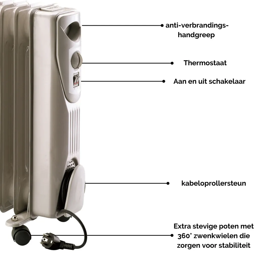Radiateur à bain d'huile 2000W Blanc Kemper 048561 Holly - Chauffage Fixe