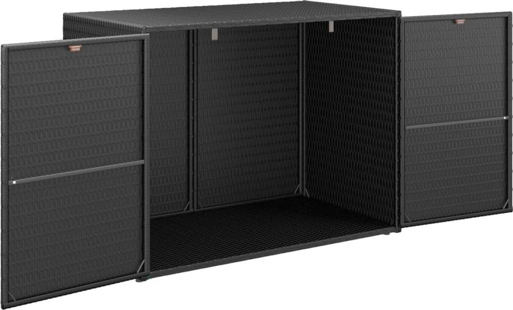 vidaXL Gartenschrank Schwarz 100x55,5x80 cm Poly Rattan Produktbild 6